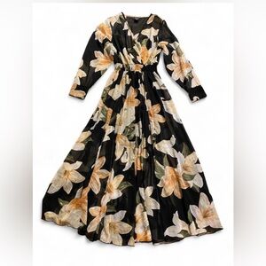 Chic Long Sleeve Floral Maxi Dress